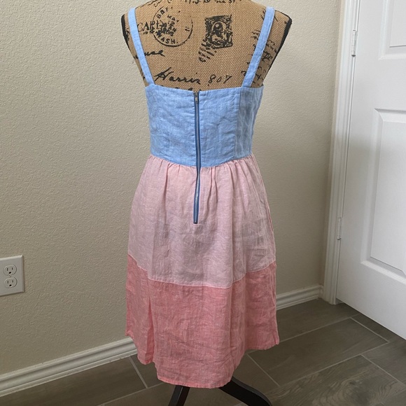 Cynthia Rowley pink and blue striped linen dress - Picture 2 of 5